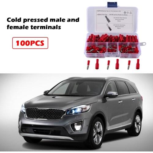 100pcs Assorted Female Male Bullet Butt Connector Car Accessories Cold Pressed Insulated Crimp Wire Terminals for 22-16AWG