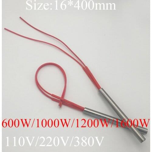 16x400 16*400mm 600W 1000W AC 110V 220V 380V Stainless Steel Cylinder Tube Mold Heating Element Single End Cartridge Heater