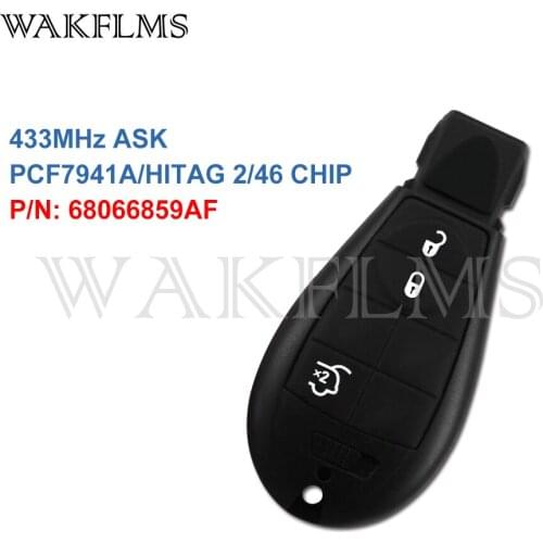 3 Buttons Without Panic 433MHz PCF7941A ID46 Fobik Remote Key Fob For Chrysler 300C Saloon/Sedan Model 2008 2009 2010 68066859AF