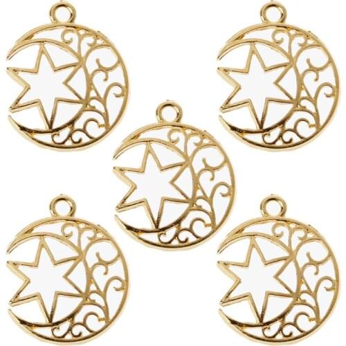 5Pcs Moon Star Blank Resin Frame Pendant Open Bezel Setting Jewelry Making
