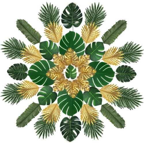 72pcs Tropical Plam Leaves Wedding Party Table Decor Artificial Plants Monstera Leaf Hawaiian Luau Party Birthday Decorations