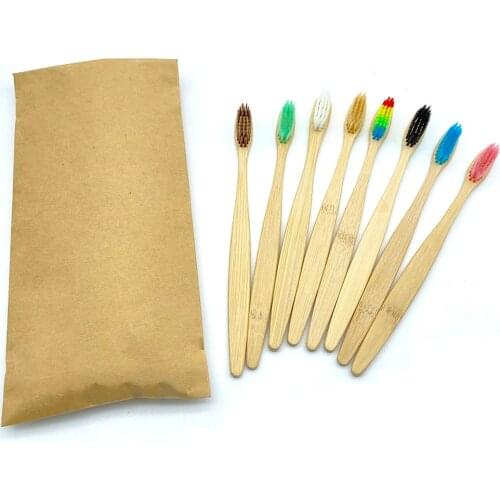 8PCS Colorful Natural Bamboo Toothbrush Set Soft Bristle Charcoal Teeth Whitening Bamboo Toothbrushes Soft Dental Oral Care