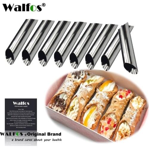 Walfos 8 pieces Cannoli Forms Dessert Pastry Cream Molds Stainless Steel DIY Baking Mold Cake Kitchen Mold Cooking Tool