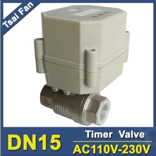 AC110V-230V Time Controlled motorized Valve BSP/NPT 1/2'' SS304 for garden air compressor Drain water air pump water control