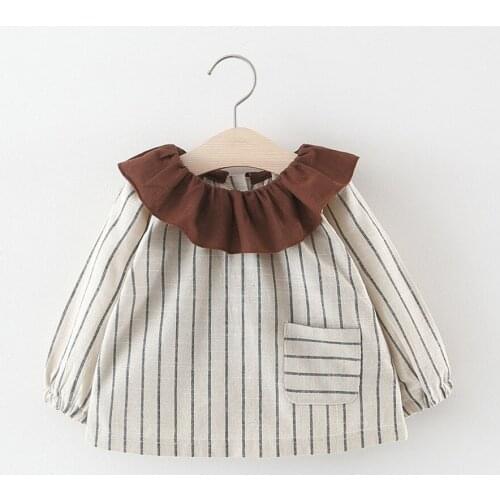 Girls Blouses Toddler Baby Doll Collar Long Sleeves Shirts 2019 Spring Newborn Kids Clothing Stripe Clothes For Girls Shirt