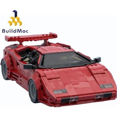 Buidlmoc Speed Champion City Racer Vehicle Technical Car Countachs QV Red and Black Creator Expert MOC Sets Building Blocks Toys