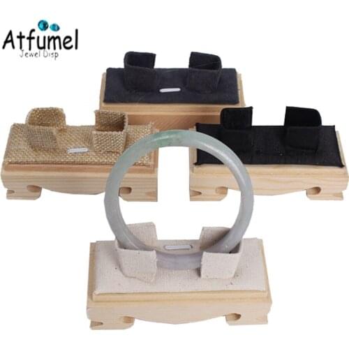 Fine Wood Base Ring Jewelry Display Stand Velvet Bangle Storage Shelf Pendant Earring Jewelry Organizer Window Showcase Props