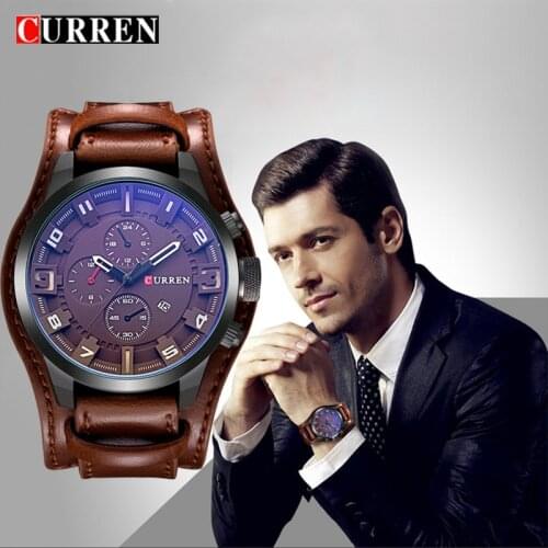 Top Brand CURREN 8225 Luxury Quartz Men Watches Fashion Leather Strap Watch Mens Casual Date Sport Military Male Clocks часы