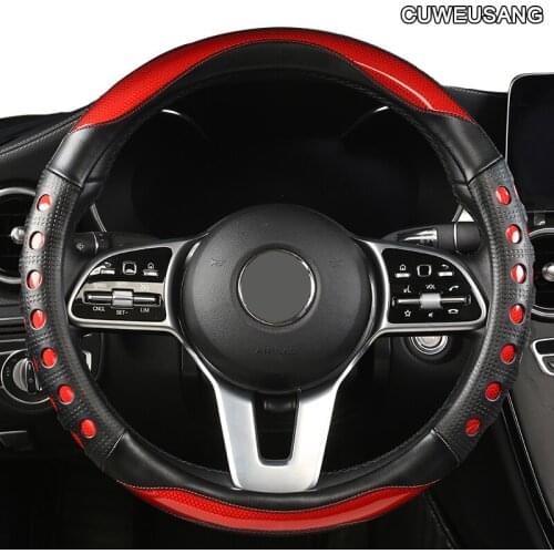 CUWEUSANG Carbon Fiber Leather Car Steering Wheel Cover For C1 C3 C4 C5 DS4 DS5 Berlingo B9 Xsara Picasso Jumpy Saxo Spacetourer