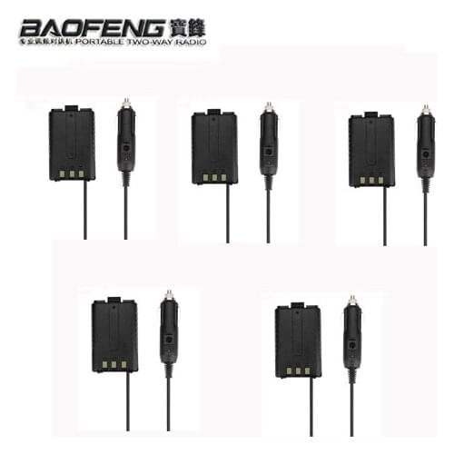 Cheap 5pcs BAOFENG UV-5R Car Charger For UV 5R UV-5RB UV-5RA Two Way Radio CB Walkie Talkie Battery Eliminator UV5R Accessories