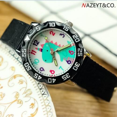 Dropshipping kids watch boys cute cartoon dinosaur dial 3D nylon watch little children girls luminous hands quartz wristwatch