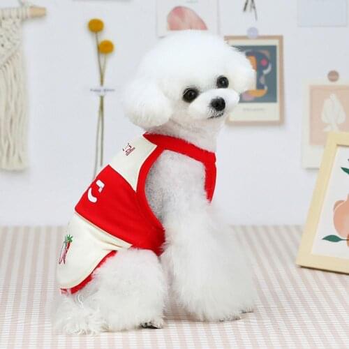 Pet Clothing Letters Print Strawberry Banana Fruit Breathable Cotton Dog Puppy T-shirt Summer Pets Clothing одежда для собак