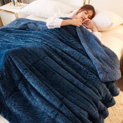 Home Textiles 1pcs Fleece Blankets Blue Sthrows Thick Warm winter Blankets Super Soft Duvet Luxury Solid Blankets Twin Bedding