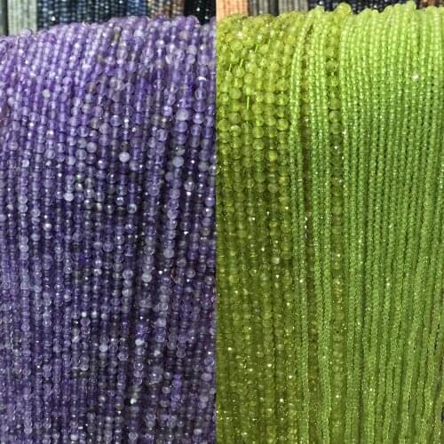 Natural Peridot Faceted Beads 2mm 3mm Charm Faceted Amethyst Small Beads DIY Jewelry Making Bracelets Necklaces 16 inches