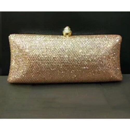 XIYUAN Champagne Color Crystal Clutch Purse Evening Shoulder Party Purses And Handbags Fashion Diamond Women’s Small Phone Case