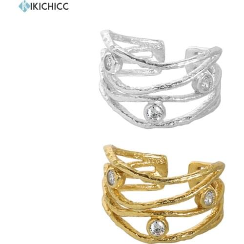 KIKICHICC 100% 925 Sterling Silver Gold Truck Irregular geometric Resizable Rings Adjustable Rings Women Fashion Jewelry Gift