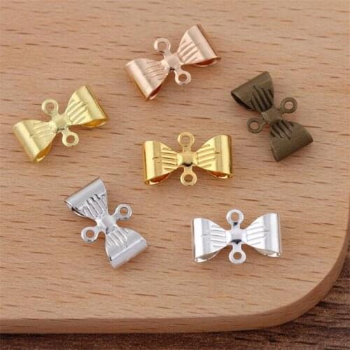 50pcs/lot 7x12mm Jewelry Connector Gold Silver Plated butterfly knot Connector for DIY Bracelets Necklace accessories