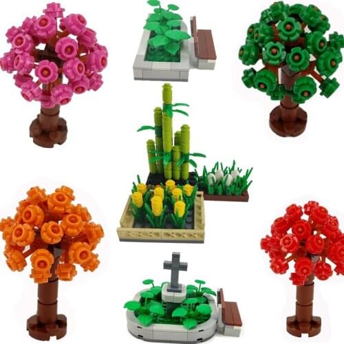 City Series Bamboo Trees Different Colors Bench Model Educational Building Blocks Suitable for Kids Compatible Cities