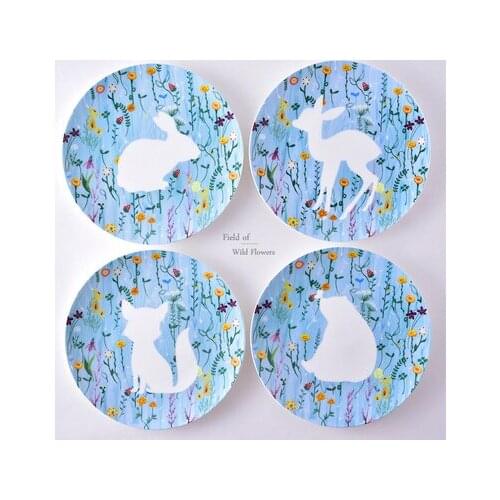 Bone China Cartoon Plate Set Cute Home 8 inch Children Breakfast Creative Ceramic Fruit Salad Plate Western Steak Tableware