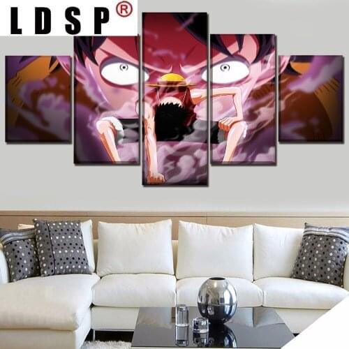 LDSP Abstract 5 Panels Canvas Paintings Posters Prints Print Monkey Luffy Poster Anime Wall Art Pictures Home Decor Living Room