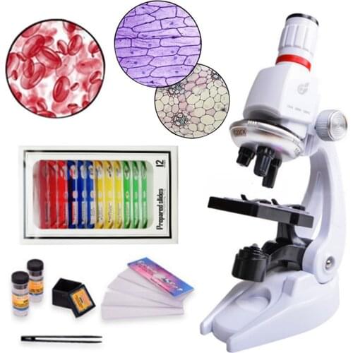 Microscope Experimental Kit Lab LED 1200X Home School Science Educational Toy Gift Refined Biological Microscope For Kids Child