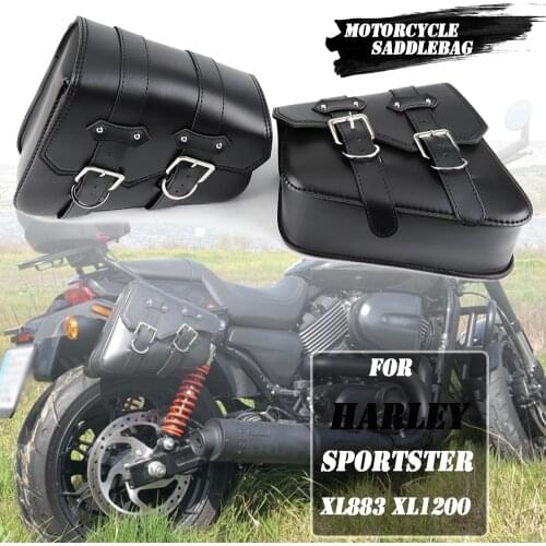 Motorcycle Saddle Bags Saddlebag Pu Leather Side Tool Bag Luggage Left & Right For Harley Sportster XL883 XL1200 XL 883 1200
