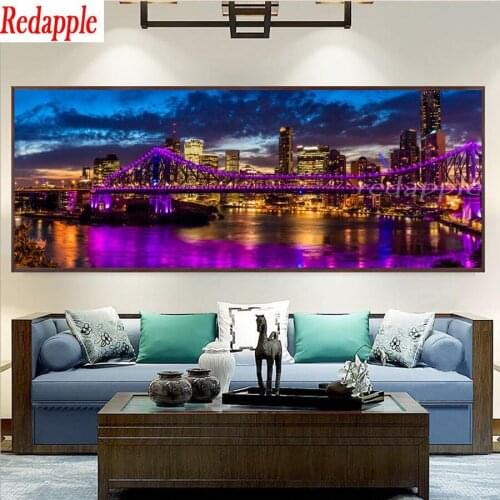 Diamond Painting Kits Brooklyn Bridge And New York City night view Home Decoration Embroidery cross stitch Mosaic large painting