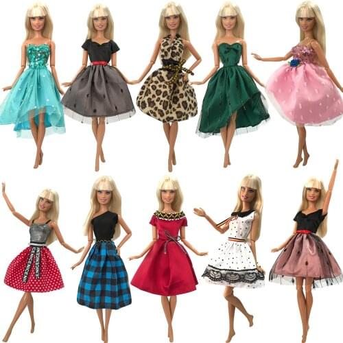 NK Newest 10 Pcs/Set Doll Dress Casual Clothes Fashion Suit Short Skirt Daily Dress For Barbie Accessories Doll Girl Toy Gift 4X