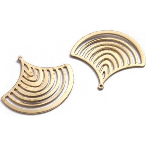 10-100PCS Raw Brass Component for Jewelry Making Fan-shaped Charms Pendant Earring Connector Jewelry Finding Lots Wholesale