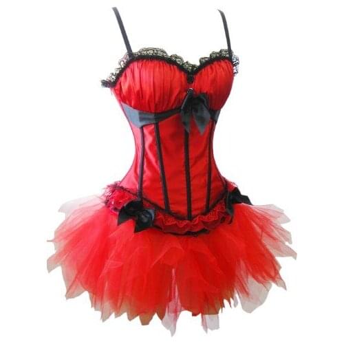 New satin strap corsets with tutu skirts ruffles dress set