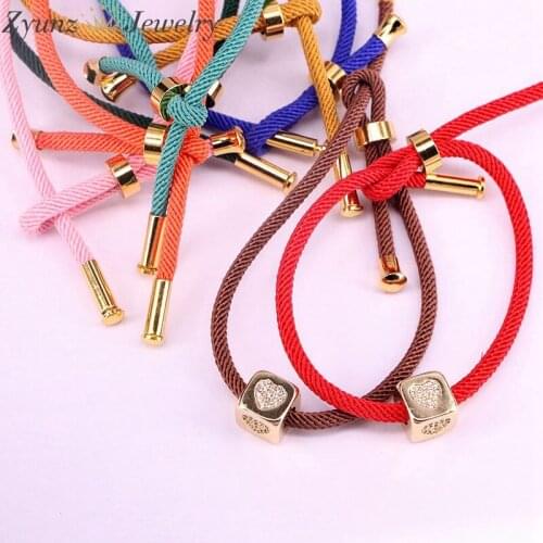 10PCS, New Fashion Mix Color Cord Thread String Rope Crystal CZ Heart Charm Bracelets for Women Jewelry