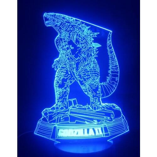 Original Bandai Godzilla 3D Night Light Led Illusion Lamp 16 Color Change Touch USB Remote Control King of The Monsters Gift Kid