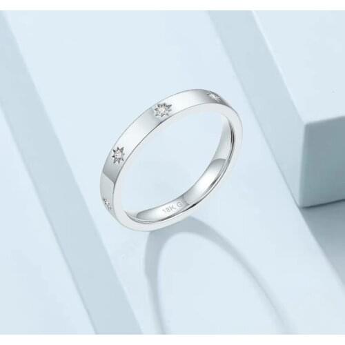 Simple Ladies Star Ring Engagement Valentines Day Lovers' Girls Couples Finger Zircon Ring Jewelry