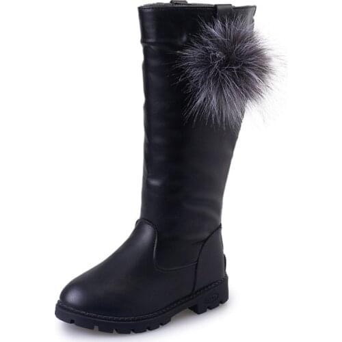 Girls Knee-high Boots Princess Childrens Tall Boots PU Leather Waterproof Warm Children High Botas Kids Shoes For 3-12 years