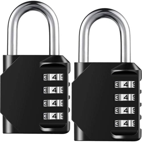 Combination Lock Resettable 4-Digit Padlock with Combination, Waterproof and Heavy Duty Combination Padlock 2 Pack