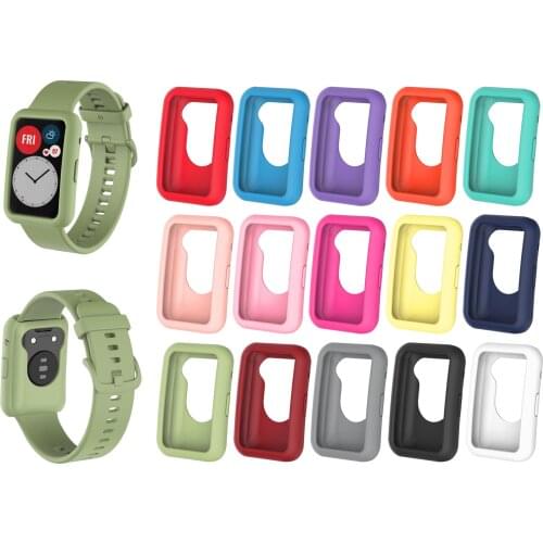 Silicone Soft Glass Screen Protector Smartwatch Case Shell Sleeve For Huawei Watch Fit Frame Protective Bumper Cover Accessories
