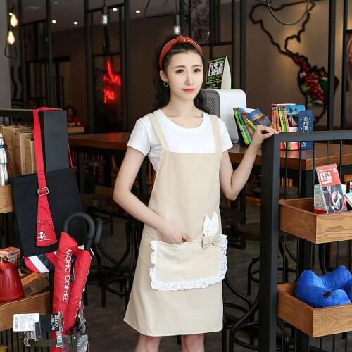 Cute apron Korean fashion bag mail kitchen strap overalls custom logo adult ladies cooking waist