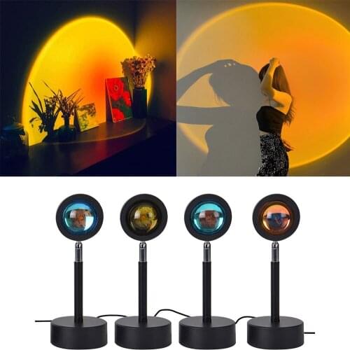 Sunset Projector Lamp USB Rainbow LED Night Light Atmosphere Background Wall For Shoot Home Bedroom Coffe shop Bar Decor Lightin