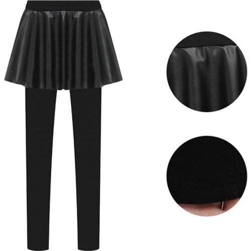 Women Leggings 2021 Spring And Autumn Skirt Pants Elasticity Slim Fit Slimming Faux Leather Female Pants