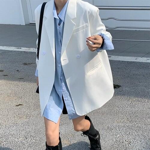 Temperament chic suit coat womens 2021 new spring ins design small white loose small suit