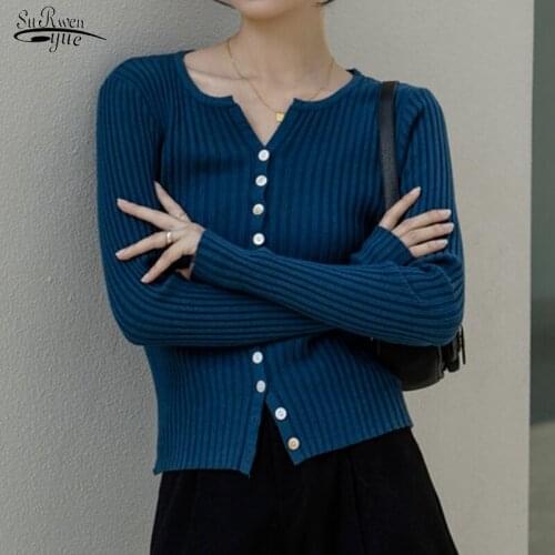 Autumn and Winter Long Sleeve Sweaters Vintage Knit Cardigan Short Coat Fashion Sweater Women V-neck Sweater Pull Femme 16464