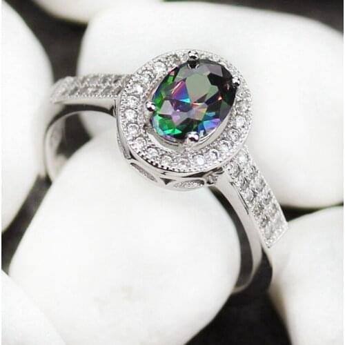 Fleure Esme Panic buying Noble Generous Wedding rings Jewelry for women Rainbow Cubic Zirconia Rhodium Plated R3233 size 6 7 8 9