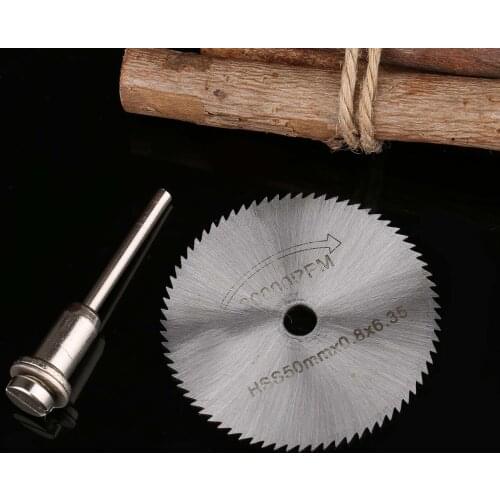 1Pc 50mm HSS Rotary Circular Cutting Disc Saw Blades Cut Off Wheel 3.17mm Shank Mandrel Set for Wood Plastic Grinder Cutter Tool