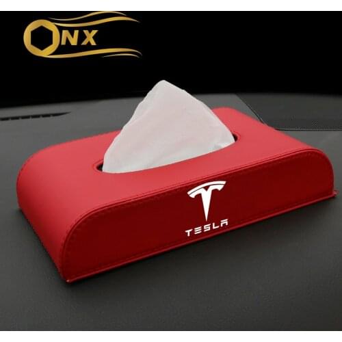 1 Pcs Model3 Car Style PU Quality Tissue Box For Tesla Model 3 /X/Y/S 2021 Accessories Auto For Model Three New