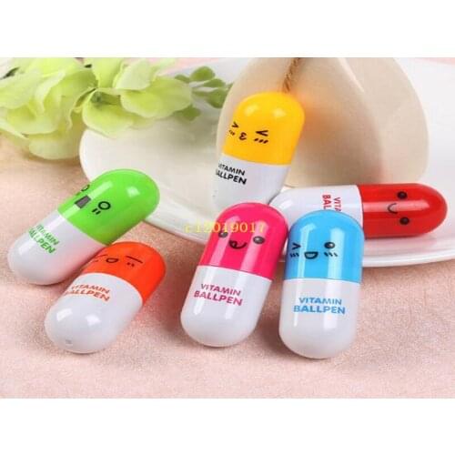 2000pc Face Pill Ball Point portable easy and convenient Pen Telescopic Vitamin Capsule Ballpoint pen Stationery
