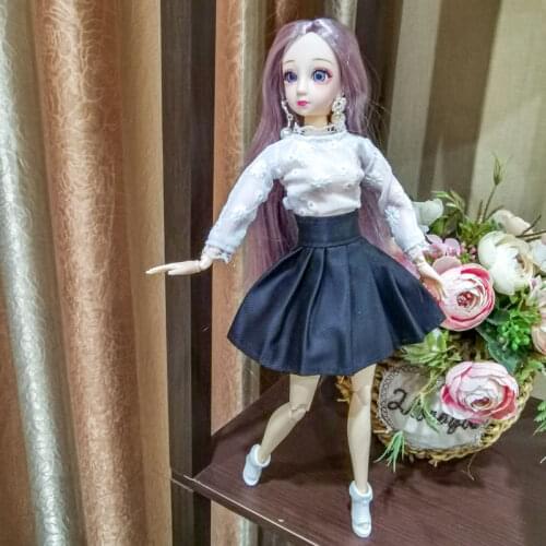 30cm Doll Clothes Embroidered Cute Blouse Clothes and Jeans Mini Skirt Suit Accessories 1/6 Doll Toy Gift Suitable for Barbie