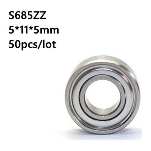 50pcs/lot S685ZZ S685 ZZ ABEC-5 5x11x5 mm Stainless Steel bearing deep groove ball bearings Miniature Mini bearing 5*11*5