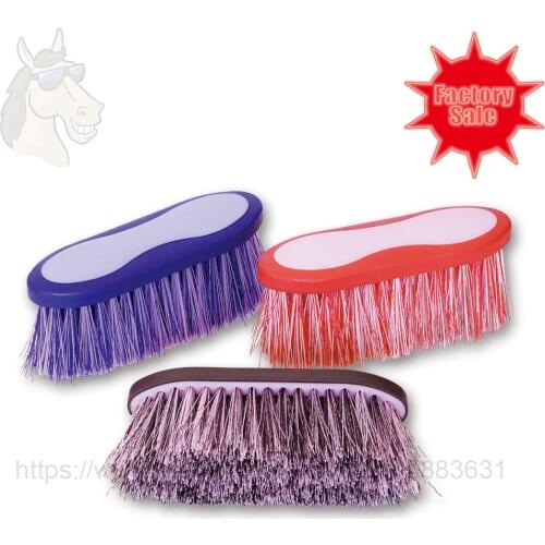 52 5013L Soft grip dandy brush with mixed color 7cm bristles 20.5*6.5cm plastic back horse grooming brush factory direct sale