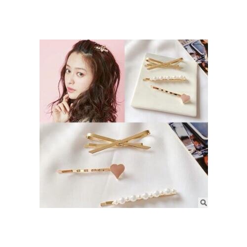 60set/lot 3pcs/set DIY Multi Simple Alloy Bowknot Pearl Hair Clips Loving Heart Hairpin Hair Styling Tools Accessories HA792