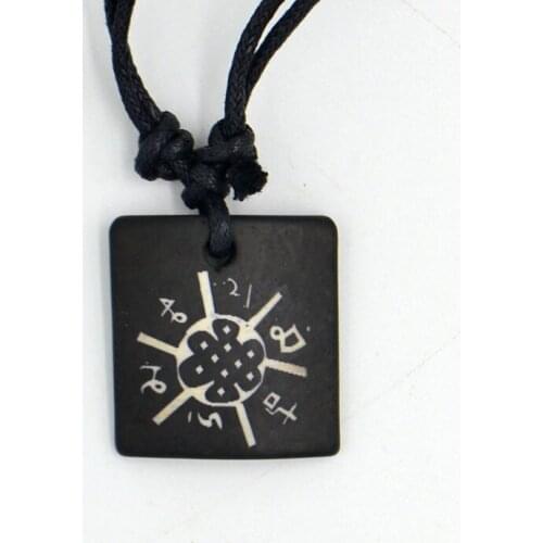 Panchang-knot China-knot Lucky knot eight treasures bone resin Carving Pendant Necklace Amulet Gift Tribal Totem Fashion Jewelry